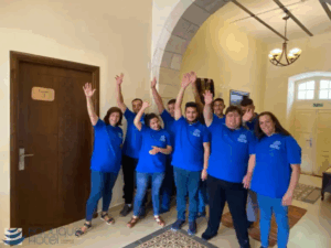 People in the L'Arche boutique hotel
